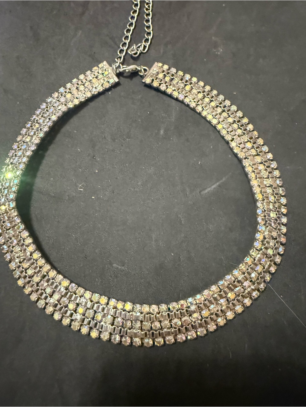 Crystal Multi-Row Choker Necklace - Silver-Tone